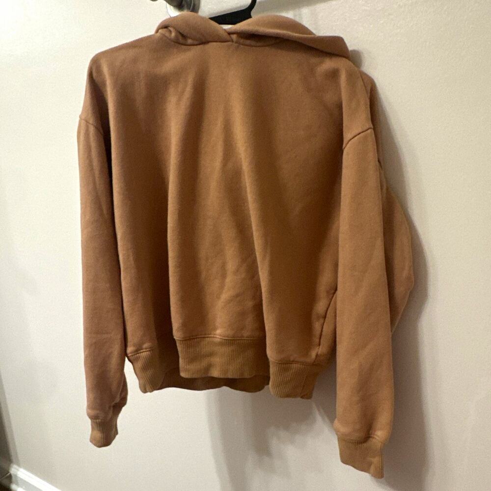 A New Day Women’s Pullover Hoodie Brown Solid Fleece Cotton Blend Long Sleeve S